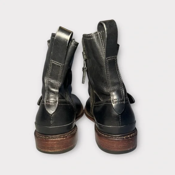 Rag & Bone Black Leather Moto Boots, Size 9 - Picture 6 of 9